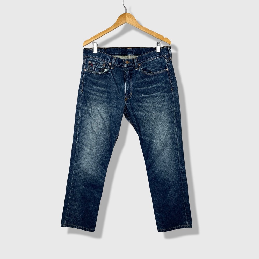 Polo Ralph Lauren Slim 381 Jeans Mens 34x27 Dark Wash Blue Denim Classic Casual